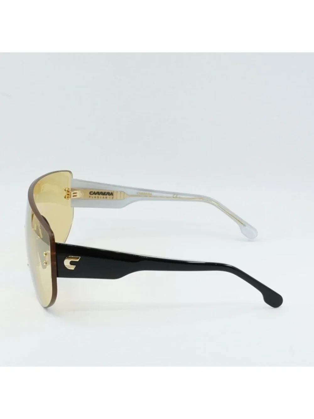 Carrera FLAGLAB 12 04CW ET Sunglasses Black Shield Frame, Yellow Lenses